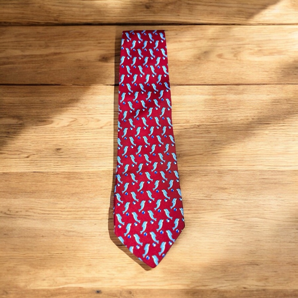 Burberry Silk Tie Red and Blue Dolphin‎ & Beachball design